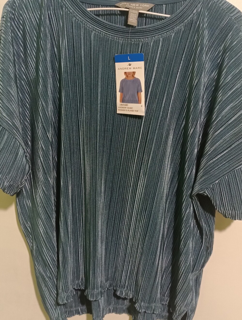 Marc New York Women's Light Blue Short Sleeve mature office work wear capsule LG
